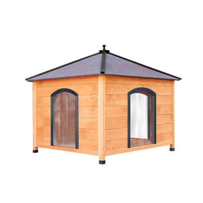 Square Outdoor Dog Kennel Wooden Dog House with 3 Doors