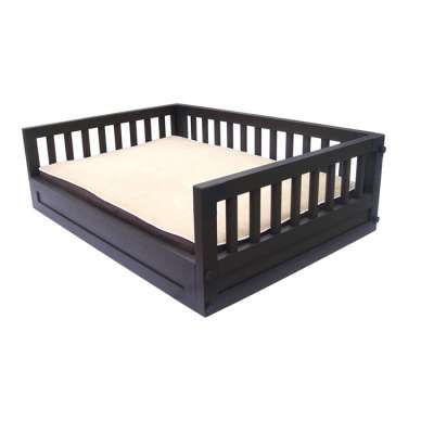 Large solid wood dog bed frame wooden pet dog bed with cushion