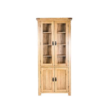 Rustic Antique Bookcase Classic Oak Large Display Cabinet Solid Wood Bookcase