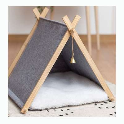 Custom high quality cute pet bed dog cat tent bed home lovely felt cat cave